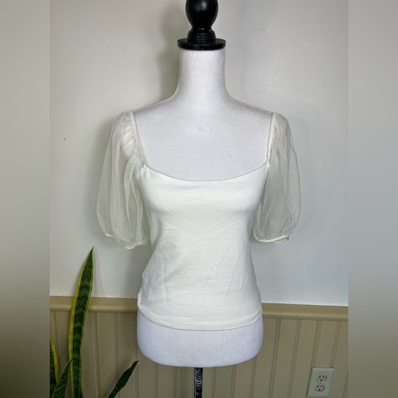 NWT Free People Puff Sleeve Ivory Top Intimately S Romantic Balletcore - Picture 1 of 12